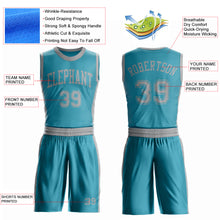 Laden Sie das Bild in den Galerie-Viewer, Custom Teal Gray Round Neck Suit Basketball Jersey
