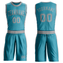 Laden Sie das Bild in den Galerie-Viewer, Custom Teal Gray Round Neck Suit Basketball Jersey
