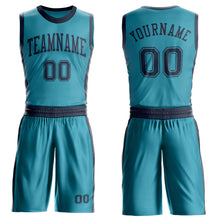 Charger l'image dans la galerie, Custom Teal Navy Round Neck Suit Basketball Jersey
