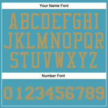 Load image into Gallery viewer, Custom Teal Old Gold Round Neck Suit Basketball Jersey
