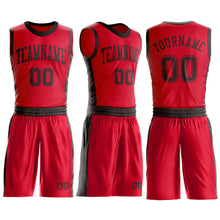 Load image into Gallery viewer, Custom Red Brown Round Neck Suit Basketball Jersey
