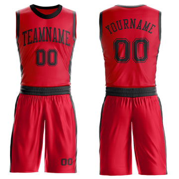 Custom Red Black Round Neck Suit Basketball Jersey