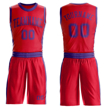 Custom Red Purple Round Neck Suit Basketball Jersey