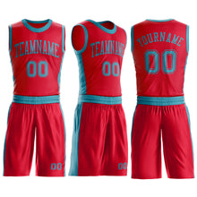 Загрузить изображение в средство просмотра галереи, Custom Red Teal Round Neck Suit Basketball Jersey
