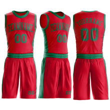 Load image into Gallery viewer, Custom Red Kelly Green Round Neck Suit Basketball Jersey
