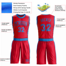 Load image into Gallery viewer, Custom Red Blue Round Neck Suit Basketball Jersey
