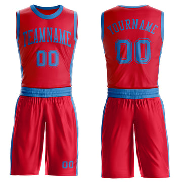 Custom Red Blue Round Neck Suit Basketball Jersey