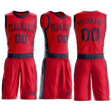 Load image into Gallery viewer, Custom Red Navy Round Neck Suit Basketball Jersey
