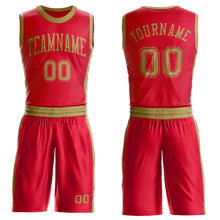 Load image into Gallery viewer, Custom Red Old Gold Round Neck Suit Basketball Jersey
