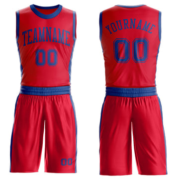 Custom Red Royal Round Neck Suit Basketball Jersey