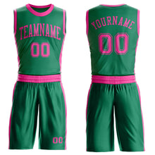 Загрузить изображение в средство просмотра галереи, Custom Kelly Green Pink Round Neck Suit Basketball Jersey
