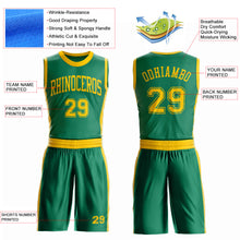 Загрузить изображение в средство просмотра галереи, Custom Kelly Green Gold Round Neck Suit Basketball Jersey

