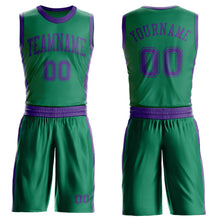 Загрузить изображение в средство просмотра галереи, Custom Kelly Green Purple Round Neck Suit Basketball Jersey
