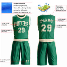Загрузить изображение в средство просмотра галереи, Custom Kelly Green Cream Round Neck Suit Basketball Jersey
