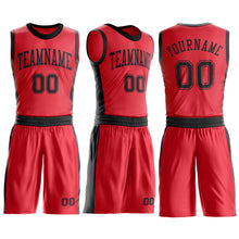 Load image into Gallery viewer, Custom Fire Red Black Round Neck Suit Basketball Jersey
