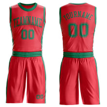 Laden Sie das Bild in den Galerie-Viewer, Custom Fire Red Kelly Green Round Neck Suit Basketball Jersey
