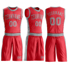 Загрузить изображение в средство просмотра галереи, Custom Fire Red Gray Round Neck Suit Basketball Jersey
