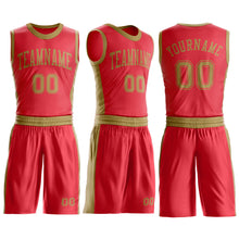 Load image into Gallery viewer, Custom Fire Red Old Gold Round Neck Suit Basketball Jersey
