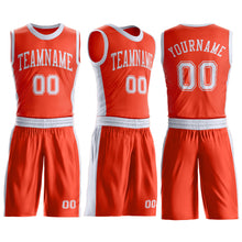 Load image into Gallery viewer, Custom Orange White Round Neck Suit Basketball Jersey
