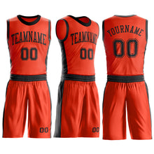 Load image into Gallery viewer, Custom Orange Black Round Neck Suit Basketball Jersey

