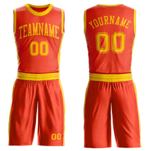 Load image into Gallery viewer, Custom Orange Gold Round Neck Suit Basketball Jersey
