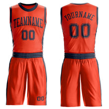 Load image into Gallery viewer, Custom Orange Navy Round Neck Suit Basketball Jersey

