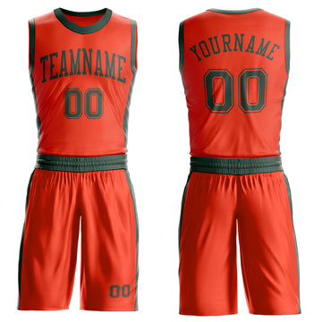 Custom Orange Green Round Neck Suit Basketball Jersey