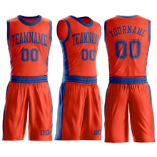 Load image into Gallery viewer, Custom Orange Royal Round Neck Suit Basketball Jersey
