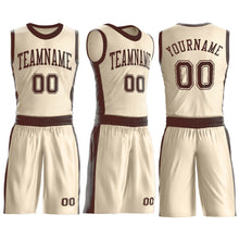 Laden Sie das Bild in den Galerie-Viewer, Custom Cream Brown Round Neck Suit Basketball Jersey
