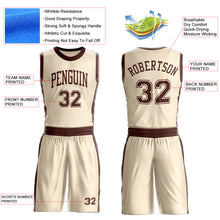 Laden Sie das Bild in den Galerie-Viewer, Custom Cream Brown Round Neck Suit Basketball Jersey
