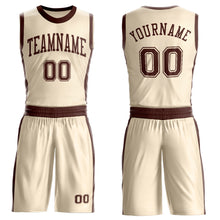 Laden Sie das Bild in den Galerie-Viewer, Custom Cream Brown Round Neck Suit Basketball Jersey
