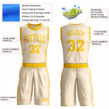 Load image into Gallery viewer, Custom Cream Gold Round Neck Suit Basketball Jersey
