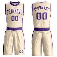 Laden Sie das Bild in den Galerie-Viewer, Custom Cream Purple Round Neck Suit Basketball Jersey
