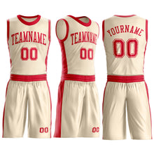 Laden Sie das Bild in den Galerie-Viewer, Custom Cream Red Round Neck Suit Basketball Jersey

