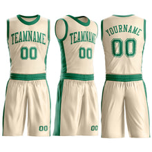 Laden Sie das Bild in den Galerie-Viewer, Custom Cream Kelly Green Round Neck Suit Basketball Jersey
