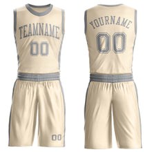 Load image into Gallery viewer, Custom Cream Gray Round Neck Suit Basketball Jersey
