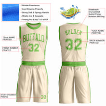 Laden Sie das Bild in den Galerie-Viewer, Custom Cream Neon Green Round Neck Suit Basketball Jersey
