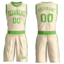 Laden Sie das Bild in den Galerie-Viewer, Custom Cream Neon Green Round Neck Suit Basketball Jersey
