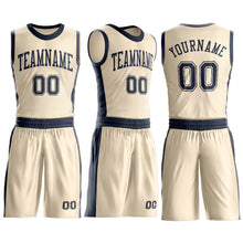 Загрузить изображение в средство просмотра галереи, Custom Cream Navy Round Neck Suit Basketball Jersey
