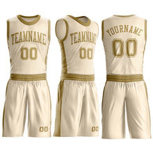 Laden Sie das Bild in den Galerie-Viewer, Custom Cream Old Gold Round Neck Suit Basketball Jersey
