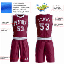 Load image into Gallery viewer, Custom Maroon White Round Neck Suit Basketball Jersey
