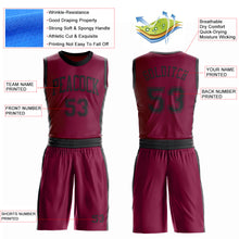 Load image into Gallery viewer, Custom Maroon Black Round Neck Suit Basketball Jersey
