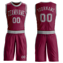 Load image into Gallery viewer, Custom Maroon Gray Round Neck Suit Basketball Jersey
