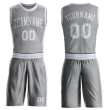 Load image into Gallery viewer, Custom Gray White Round Neck Suit Basketball Jersey
