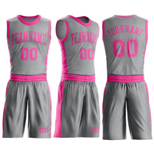 Загрузить изображение в средство просмотра галереи, Custom Gray Pink Round Neck Suit Basketball Jersey
