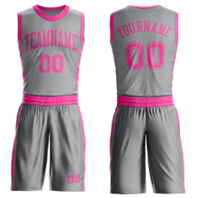 Загрузить изображение в средство просмотра галереи, Custom Gray Pink Round Neck Suit Basketball Jersey
