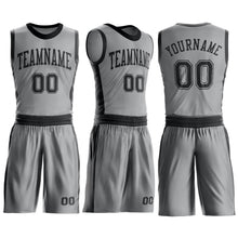 Load image into Gallery viewer, Custom Gray Black Round Neck Suit Basketball Jersey
