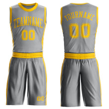 Laden Sie das Bild in den Galerie-Viewer, Custom Gray Gold Round Neck Suit Basketball Jersey
