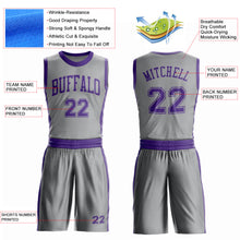Load image into Gallery viewer, Custom Gray Purple Round Neck Suit Basketball Jersey
