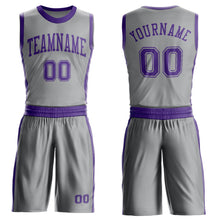 Load image into Gallery viewer, Custom Gray Purple Round Neck Suit Basketball Jersey
